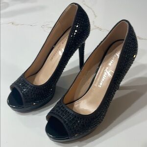 Lauren Lorraine Candie 12 Rhinestone Peep Toe Platform | 9